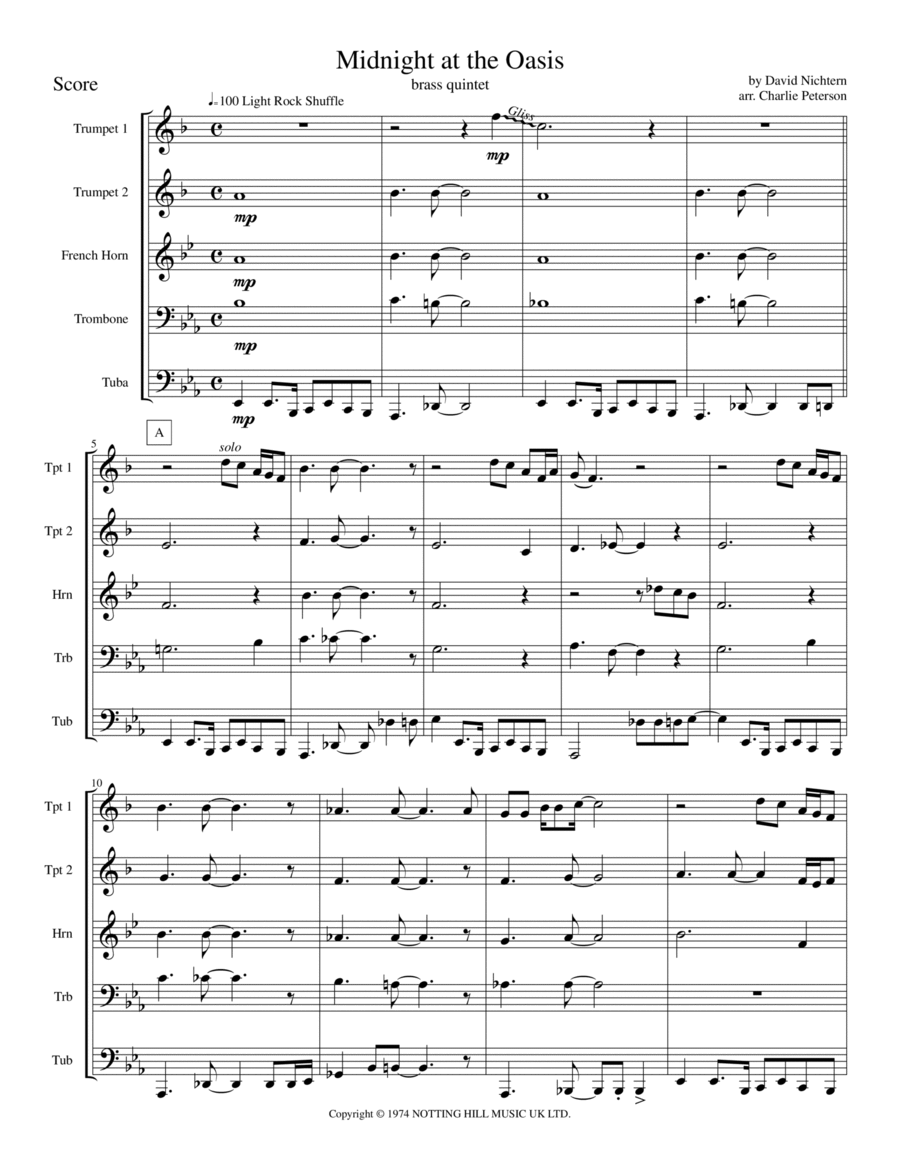 Midnight At The Oasis Brass Ensemble scores gallery preview page 1