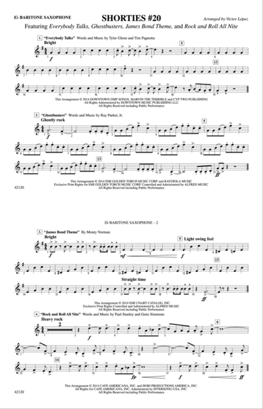 Shorties #20: E-flat Baritone Saxophone Marching Band scores gallery preview page 1