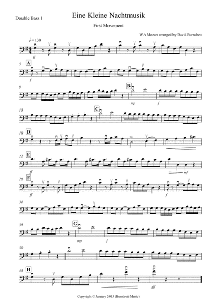 Eine Kleine Nachtmusik (1st Movement) for Double Bass Quartet image number null