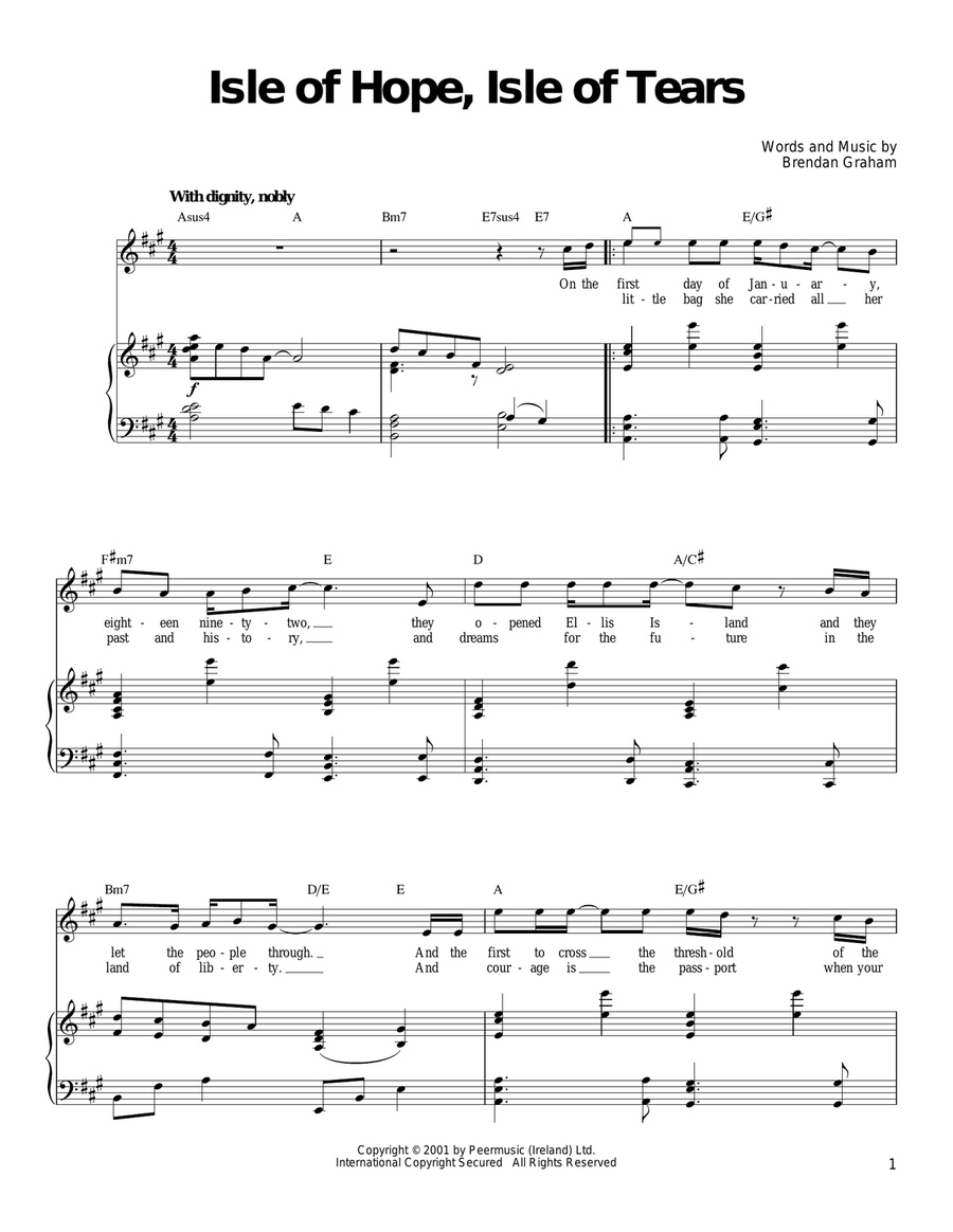Isle Of Hope, Isle Of Tears Piano, Vocal, Guitar scores gallery preview page 1