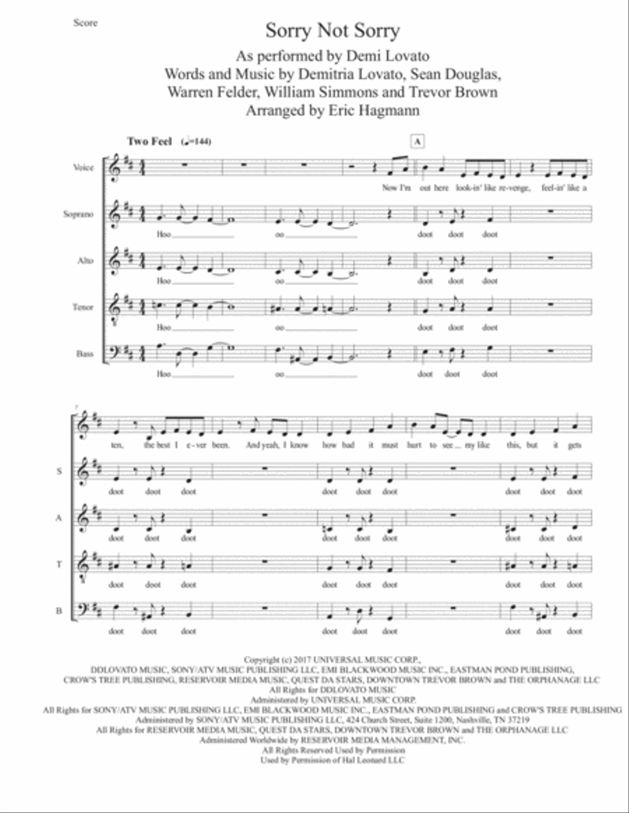Sorry Not Sorry 4-Part scores gallery preview page 1