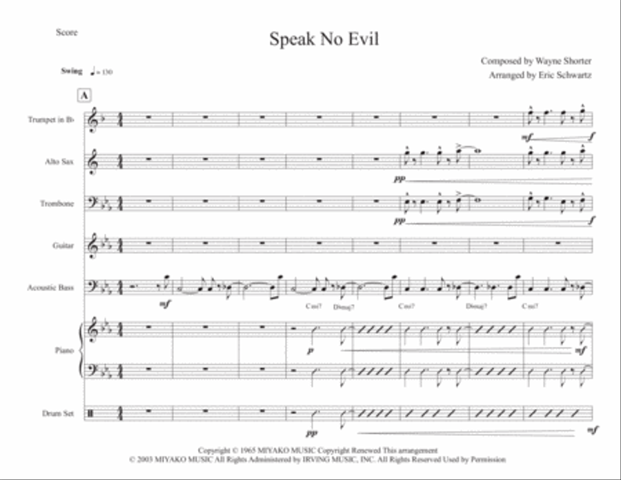 Speak No Evil Large Ensemble scores gallery preview page 1