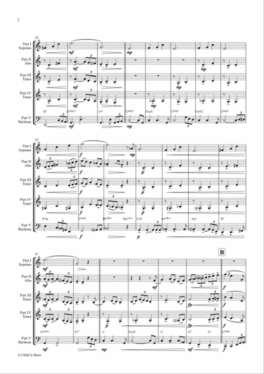 A Child Is Born Saxophone Quintet scores gallery preview page 2
