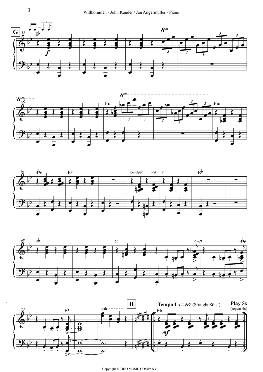 Willkommen Piano Solo scores gallery preview page 3