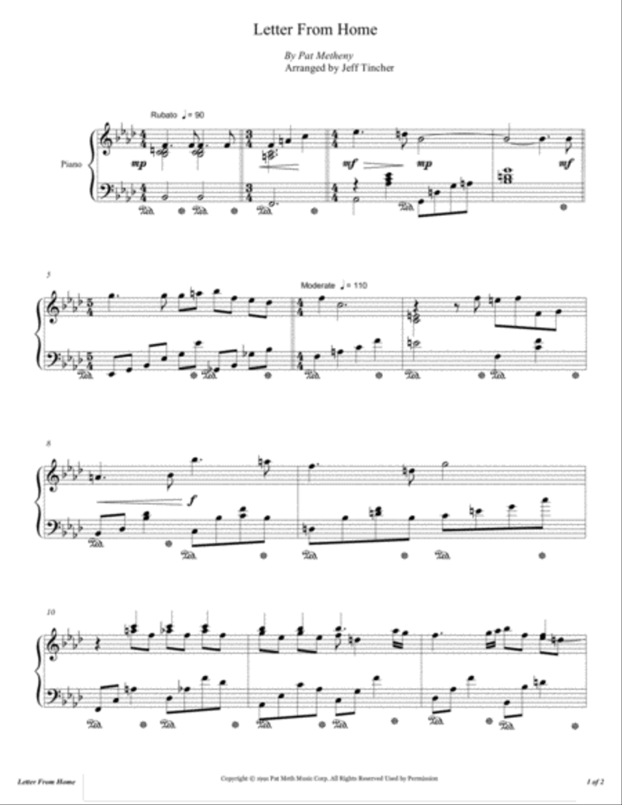 Letter From Home Letter From Home Piano Solo scores gallery preview page 2
