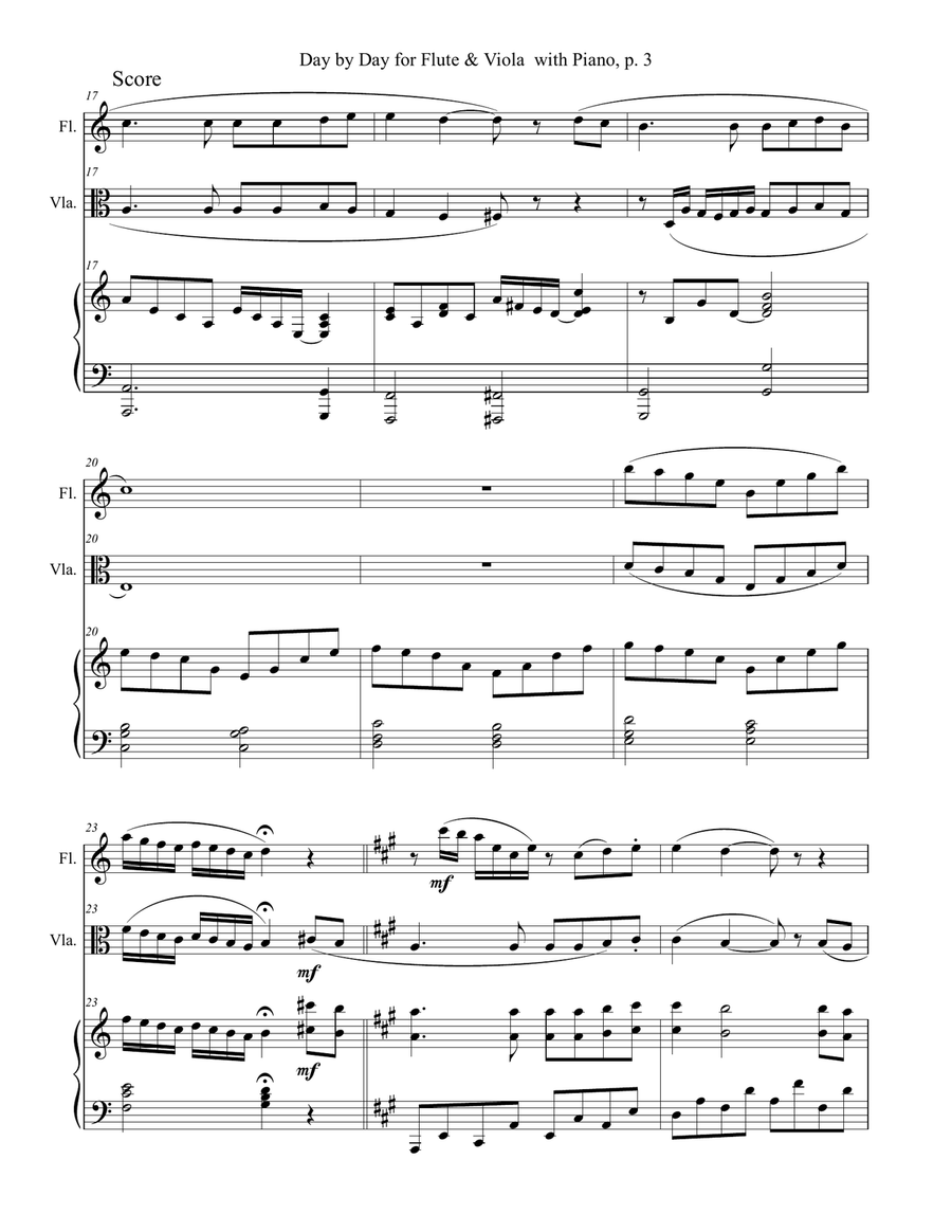DAY BY DAY (Flute & Viola with Piano - Score & Parts included) Flute scores gallery preview page 4