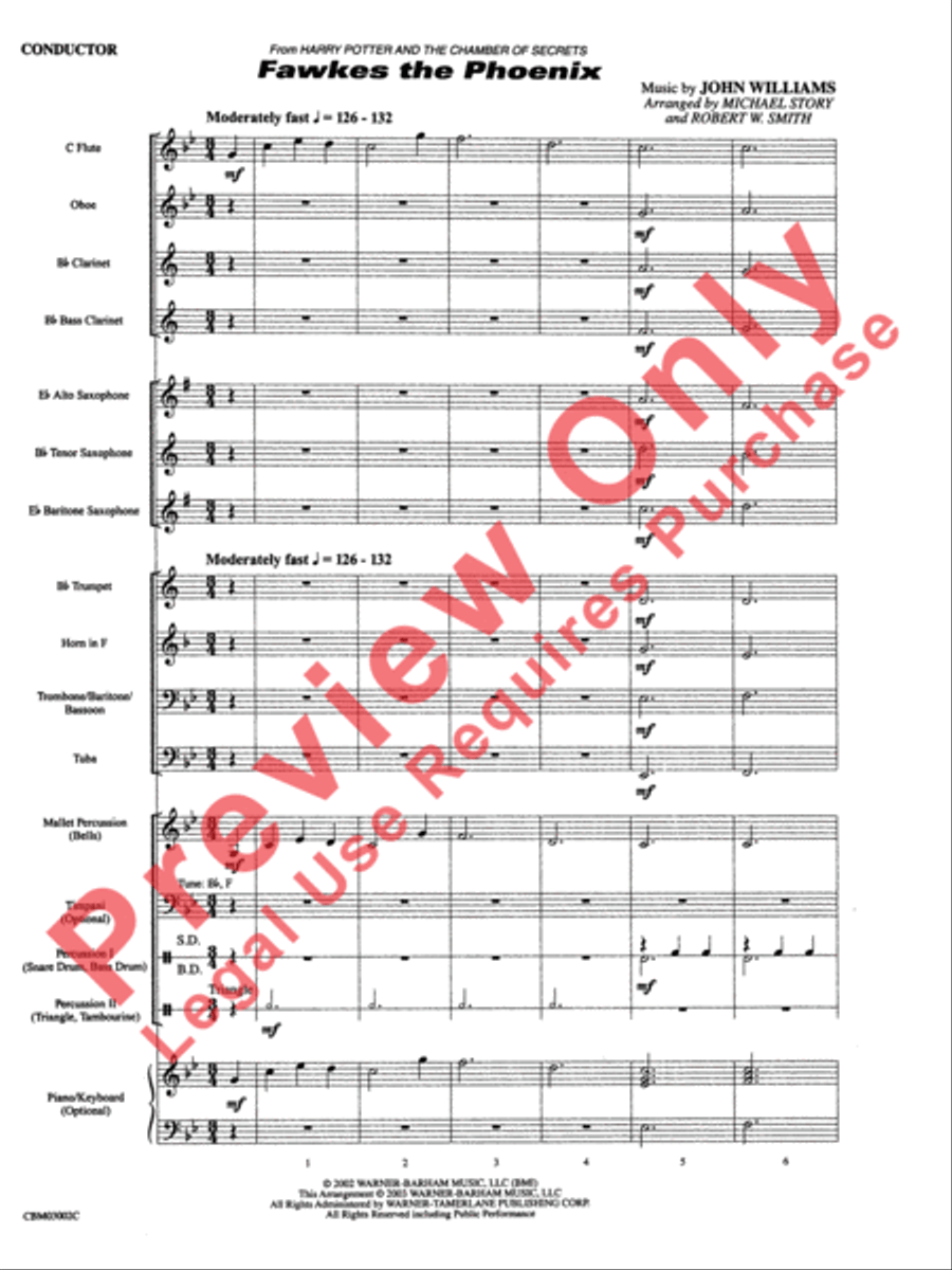 Fawkes the Phoenix (from Harry Potter and the Chamber of Secrets) Concert Band Methods scores gallery preview page 4