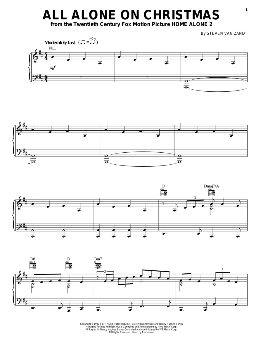 All Alone On Christmas Piano, Vocal, Guitar scores gallery preview page 1