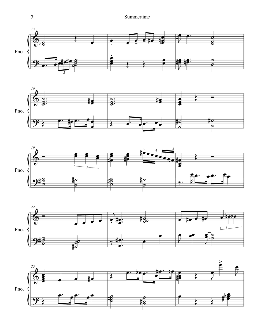 Summertime Piano Solo scores gallery preview page 3
