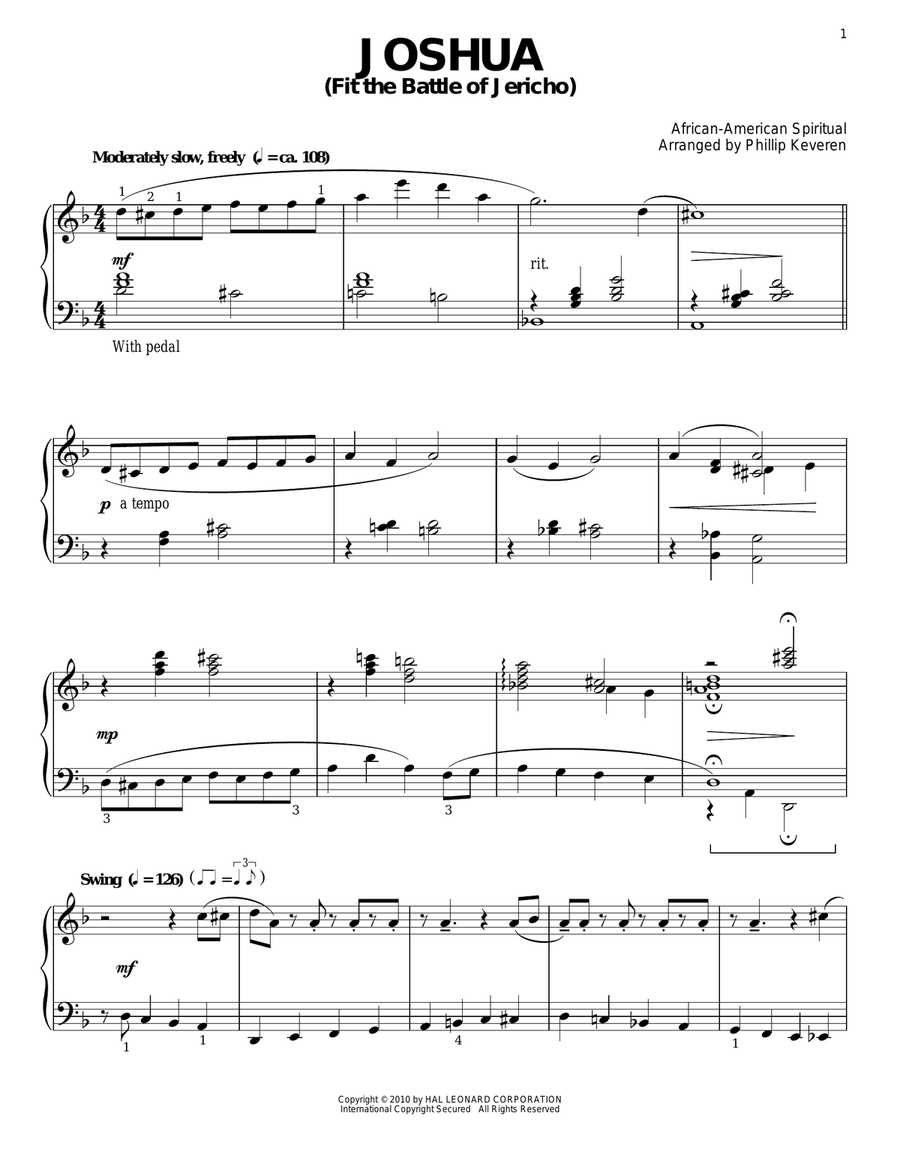Joshua (Fit The Battle Of Jericho) (arr. Phillip Keveren) Piano Solo scores gallery preview page 1