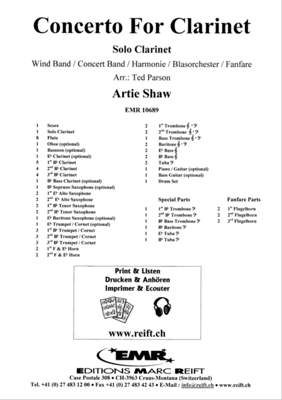 Concerto For Clarinet Concert Band scores gallery preview page 2