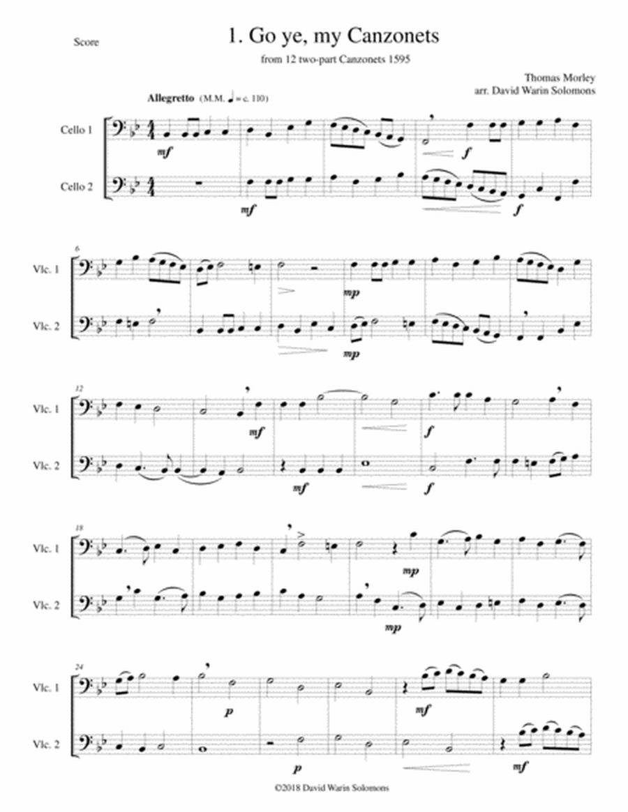 12 easy Canzonets for cello duo image number null