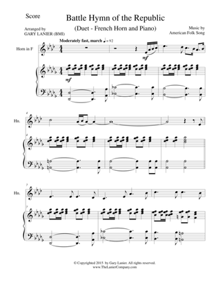 BATTLE HYMN OF THE REPUBLIC (Duet – French Horn and Piano/Score and Parts)