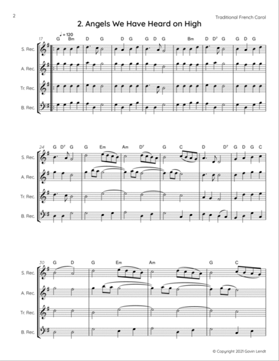 Christmas Quartets for Recorders Small Ensemble scores gallery preview page 2