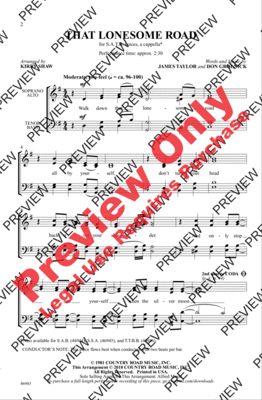 That Lonesome Road 4-Part scores gallery preview page 2