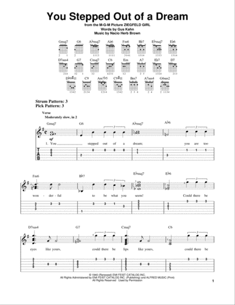You Stepped Out Of A Dream Electric Guitar scores gallery preview page 1