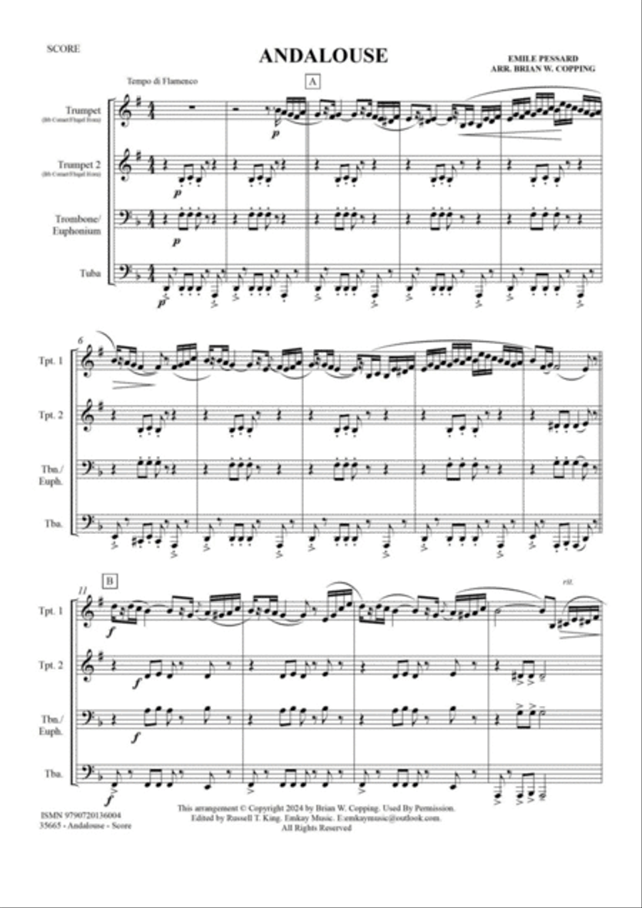 ANDALOUSE – BRASS QUARTET Brass Quartet scores gallery preview page 2