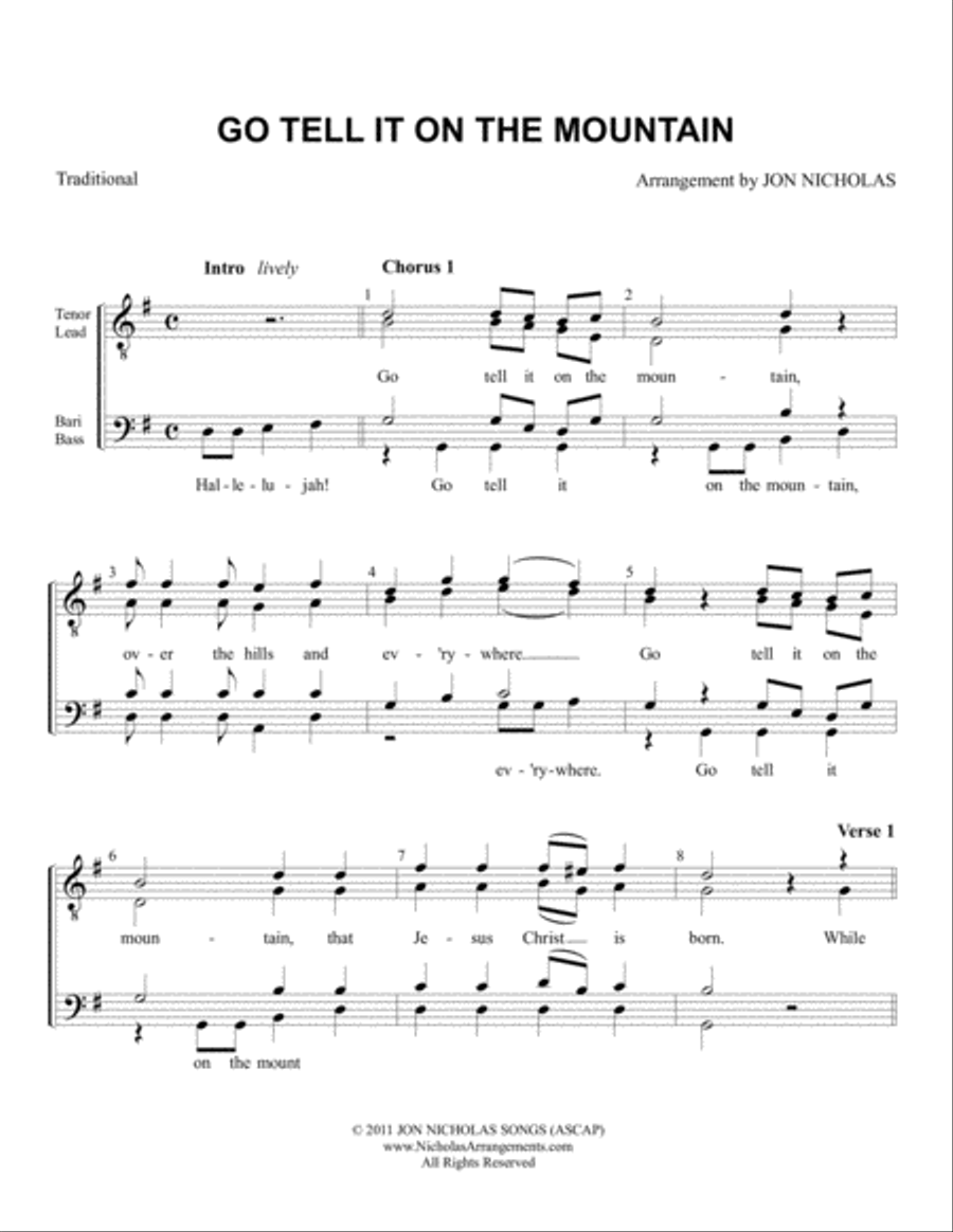 Go Tell It On The Mountain TTBB scores gallery preview page 1