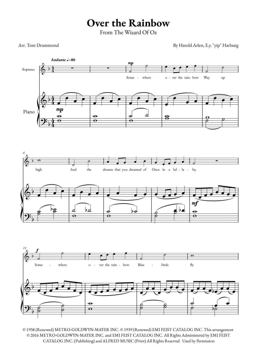 Over The Rainbow Over The Rainbow Voice scores gallery preview page 1