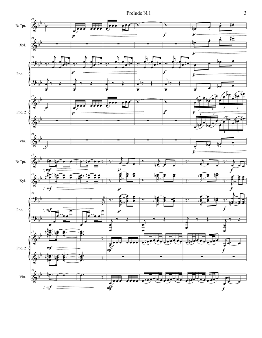 Prelude N.1 by Gershwin Prelude N.1 by Gershwin Small Ensemble scores gallery preview page 3