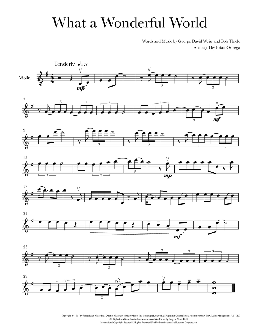 What A Wonderful World Violin Solo scores gallery preview page 1