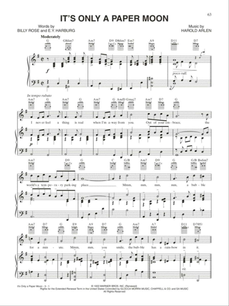It's Only a Paper Moon It's Only a Paper Moon Piano, Vocal, Guitar scores gallery preview page 1
