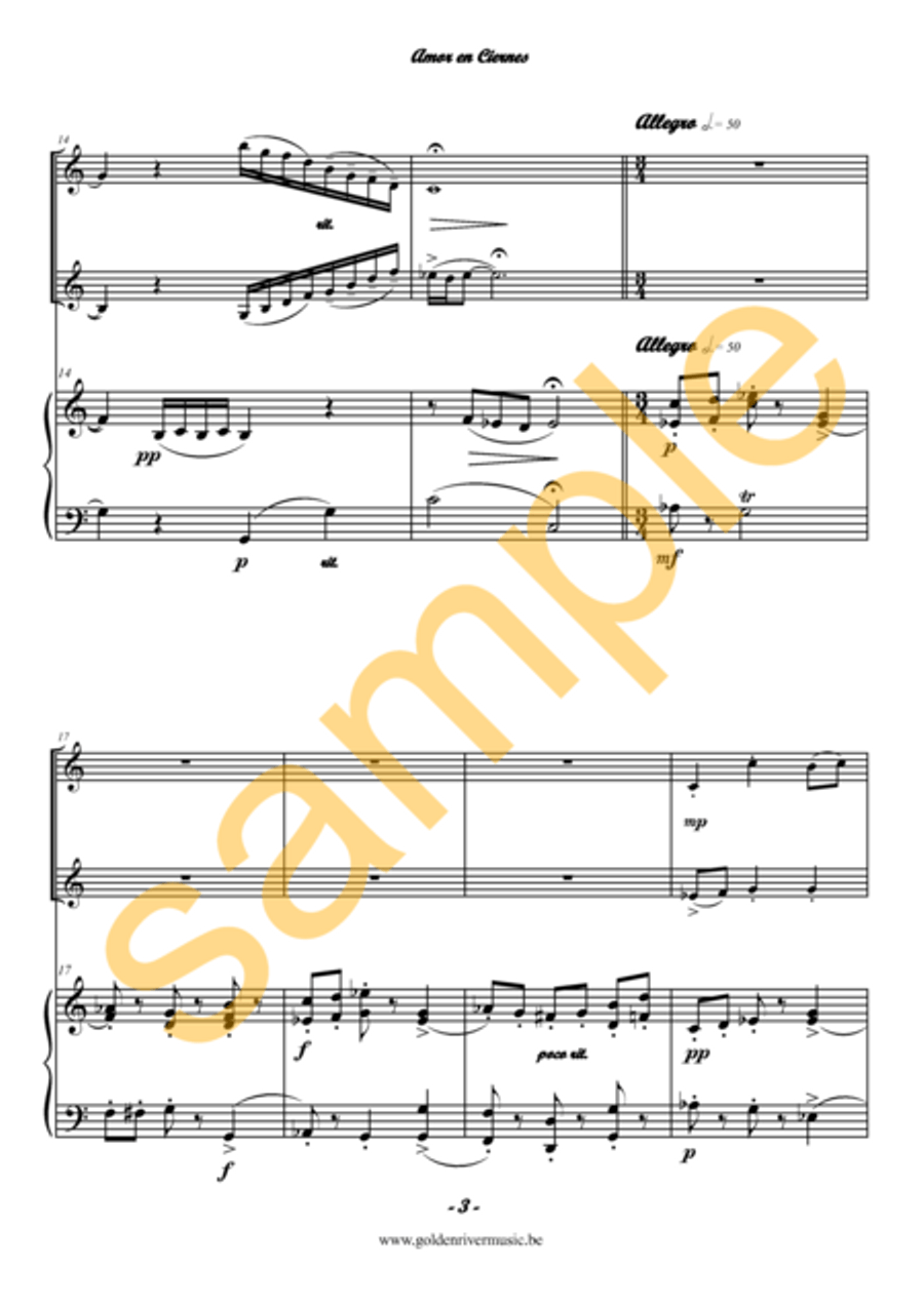 Amor en Ciernes / Budding love for 2 violins Violin Solo scores gallery preview page 4