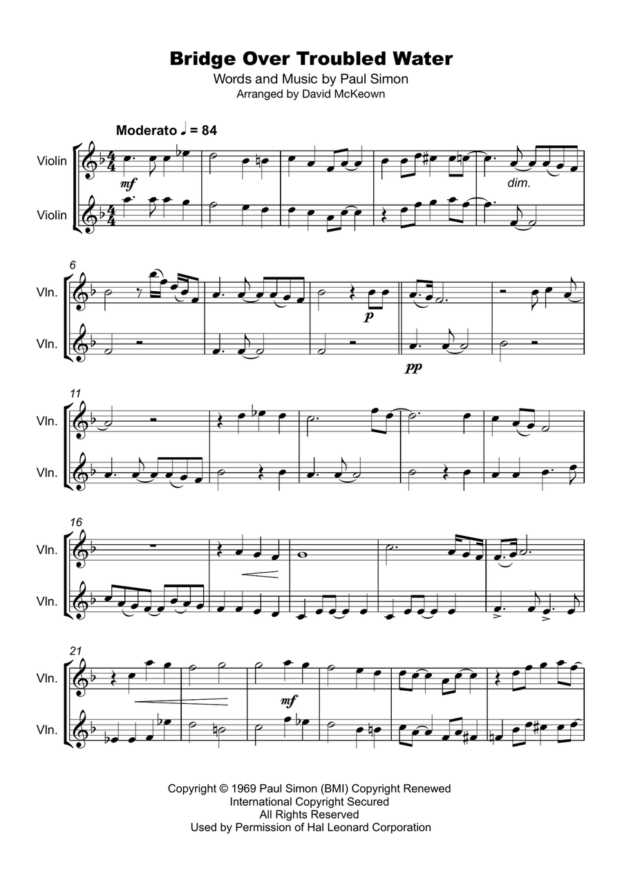 Bridge Over Troubled Water String Duet scores gallery preview page 2