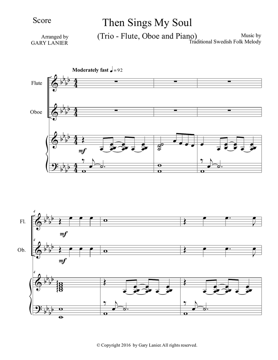 THEN SINGS MY SOUL (Trio – Flute & Oboe with Piano and Parts) Woodwind Duet scores gallery preview page 2