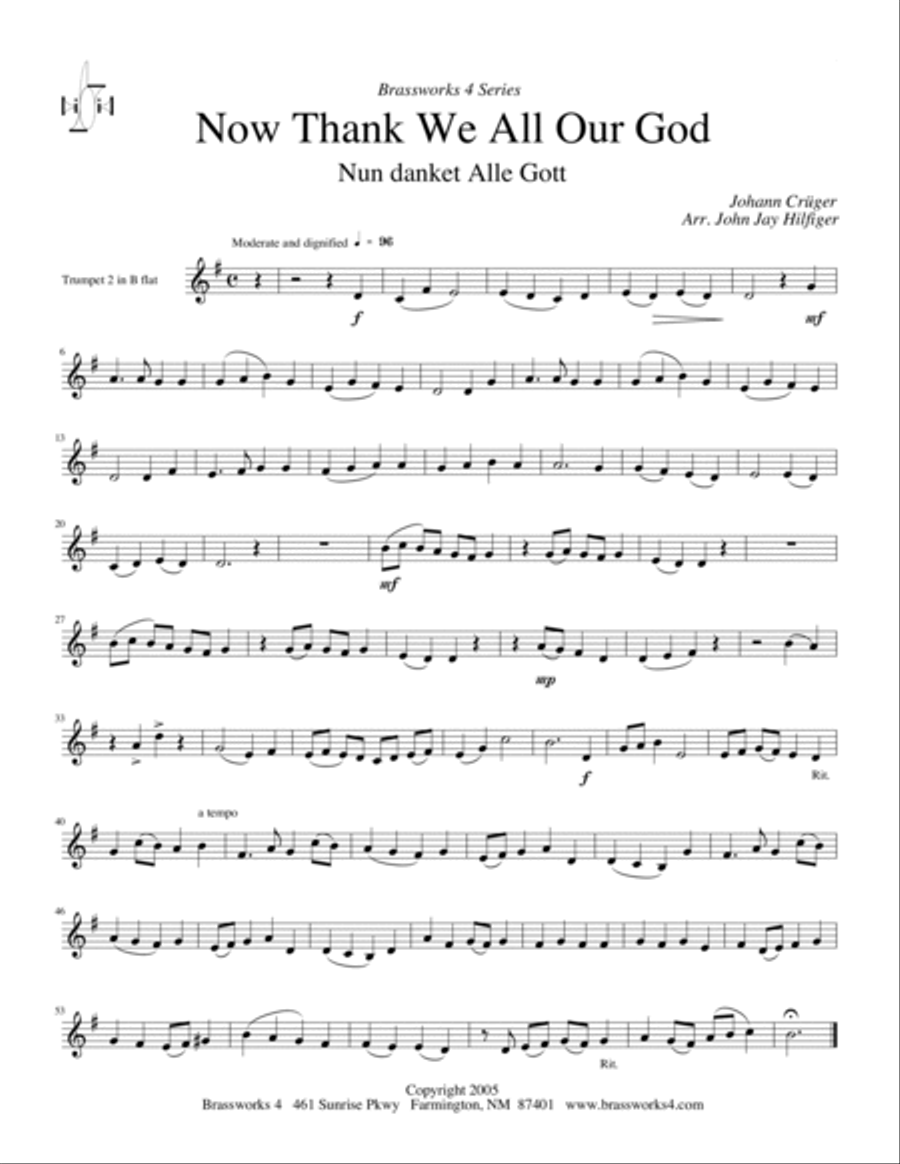 Now Thank We All Our God Brass Quartet scores gallery preview page 5