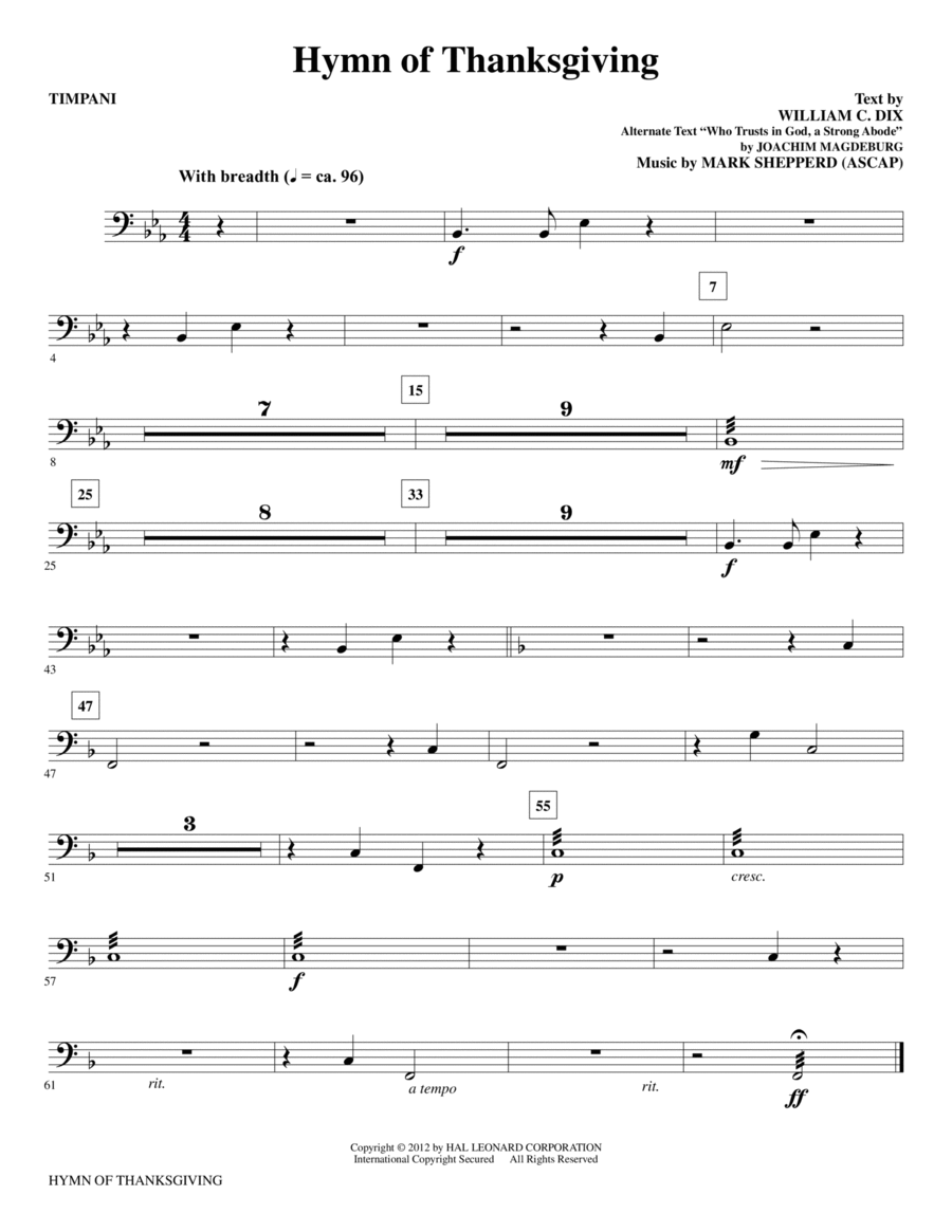 Hymn Of Thanksgiving - Timpani Choir scores gallery preview page 1