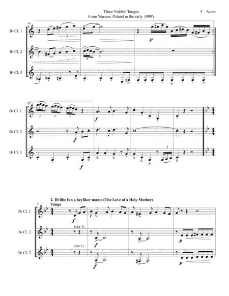 3 Yiddish Tangos for Clarinet Trio image number null