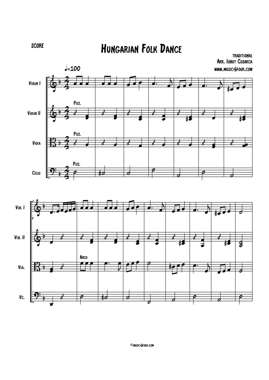 Hungarian Folk Song Hungarian Folk Song String Quartet scores gallery preview page 1