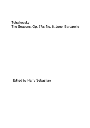 Book cover for Tchaikovsky - The Seasons, Op. 37a: No. 6, June. Barcarolle( Easy Piano)