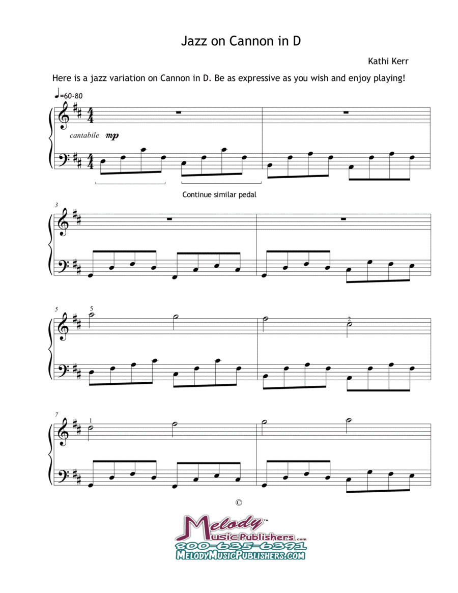 Jazz on Cannon in D Piano Solo scores gallery preview page 1