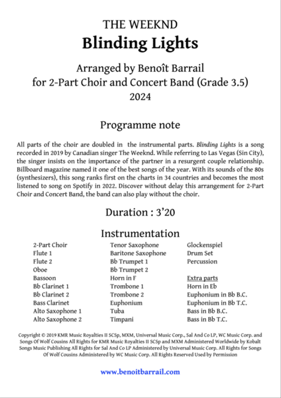 Blinding Lights Concert Band scores gallery preview page 3
