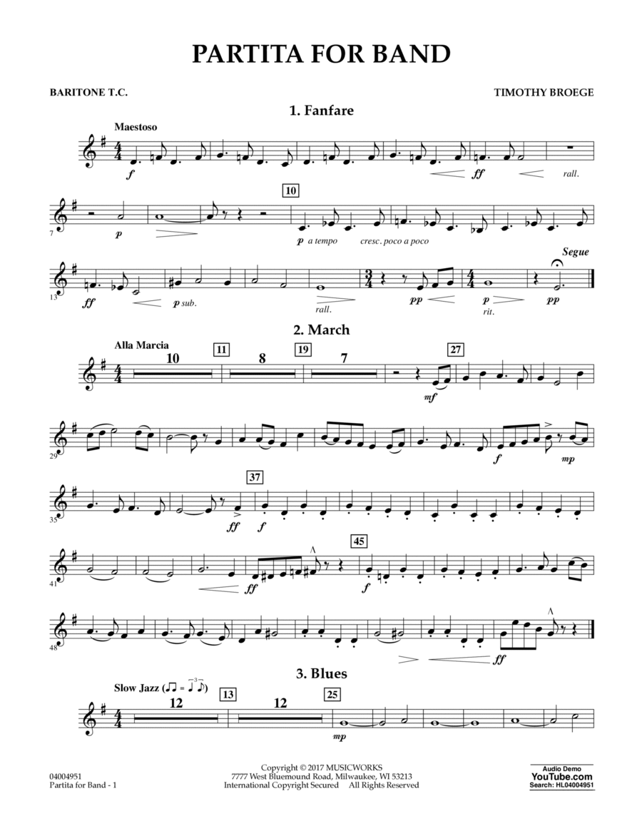 Partita for Band - Baritone T.C. Baritone Horn TC scores gallery preview page 1