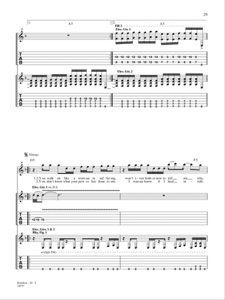 Stricken Guitar Tablature scores gallery preview page 2