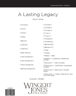 Book cover for A Lasting Legacy - Full Score