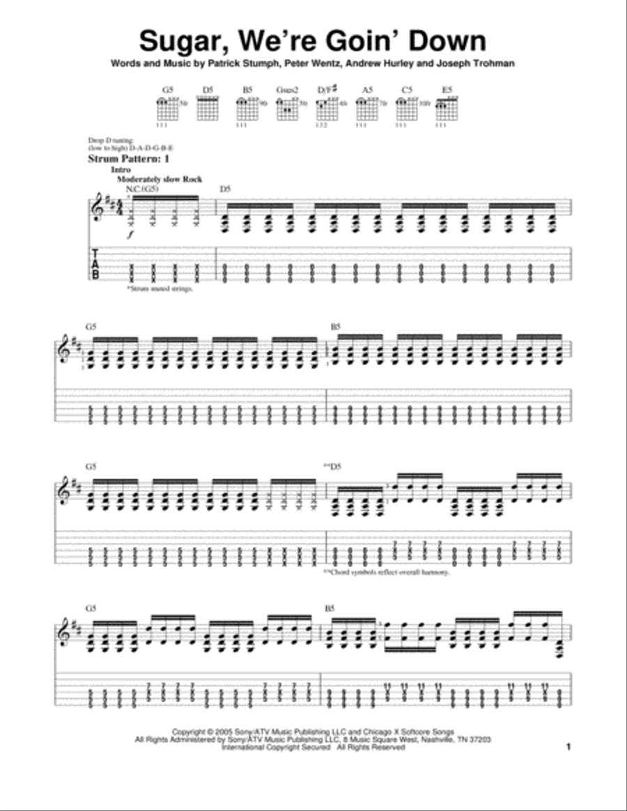 Sugar, We're Goin' Down Acoustic Guitar scores gallery preview page 1