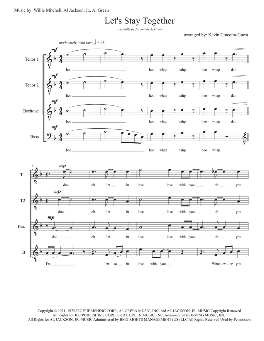 Let's Stay Together TTBB scores gallery preview page 1