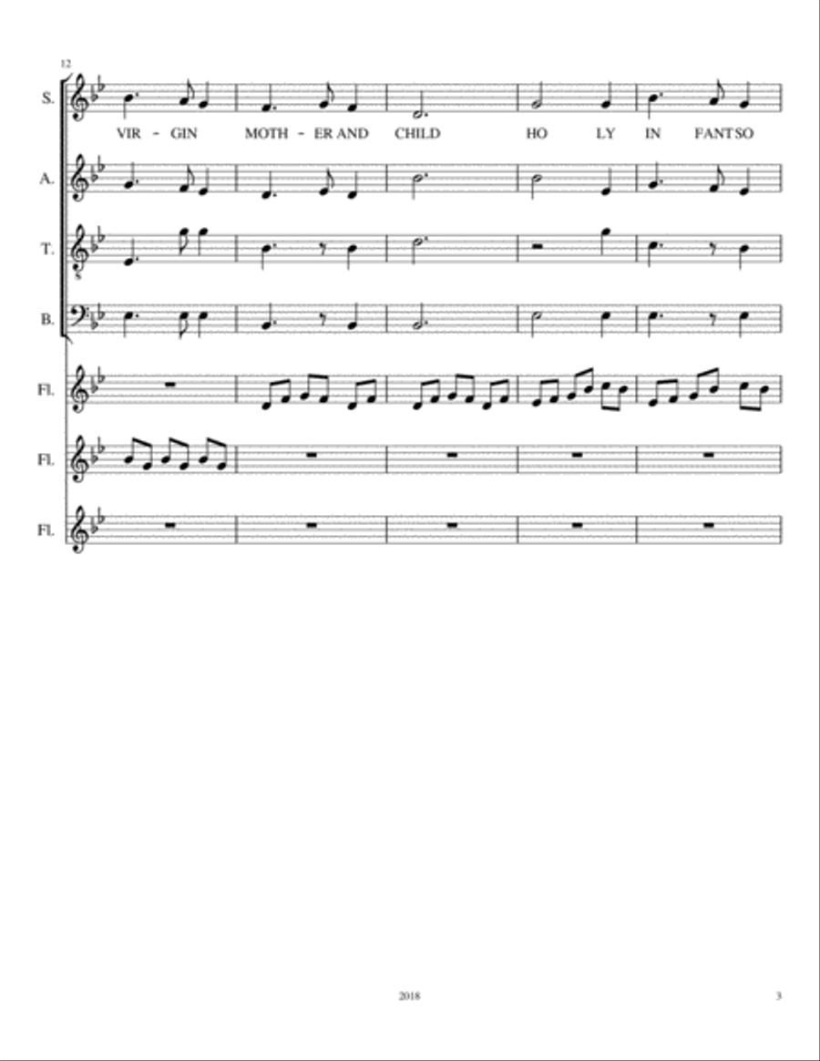 SILENT NIGHT FLUTE AND CHOIR Choir scores gallery preview page 3