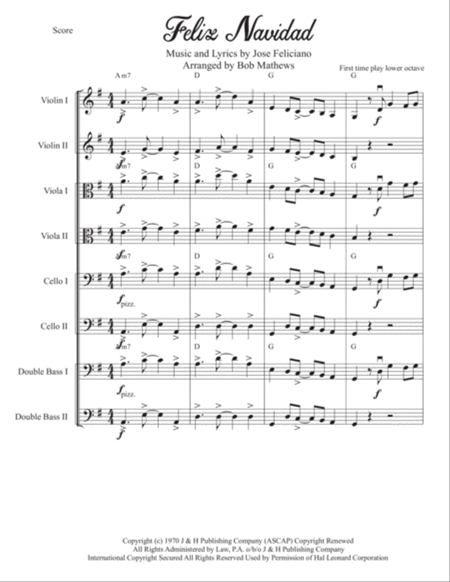 Feliz Navidad Feliz Navidad String Quartet scores gallery preview page 1
