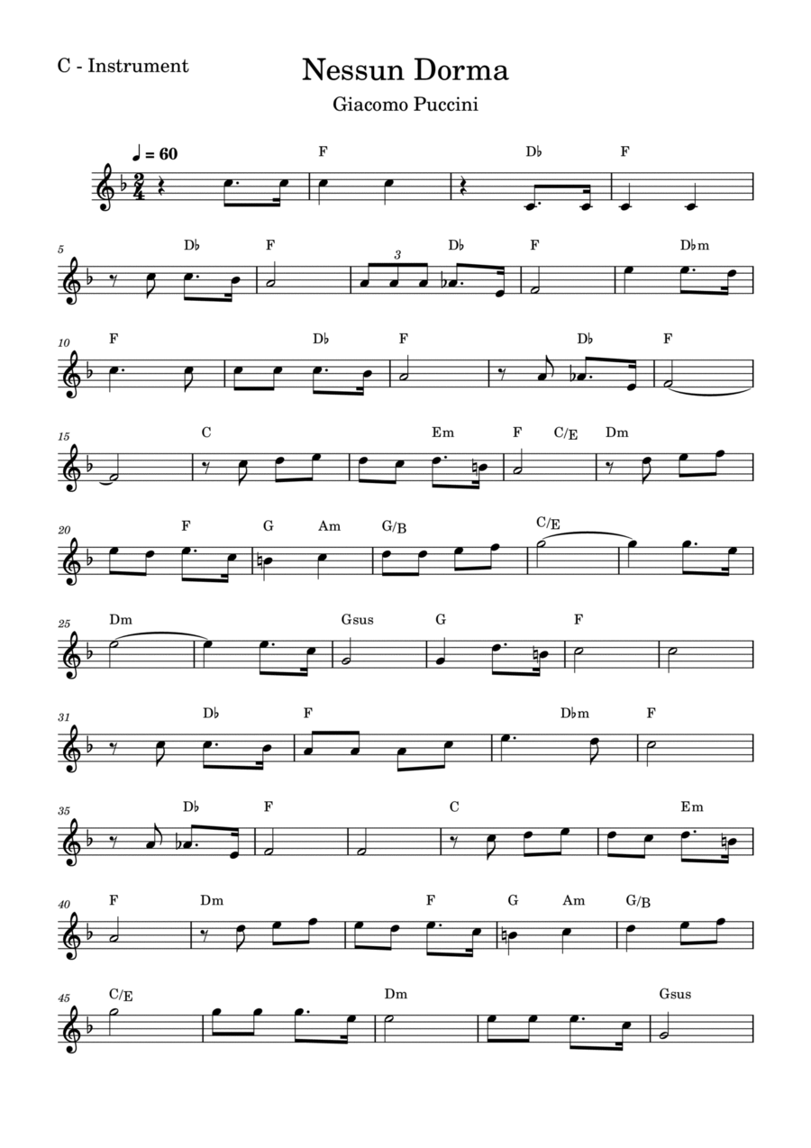 Nessun Dorma Piano scores gallery preview page 1