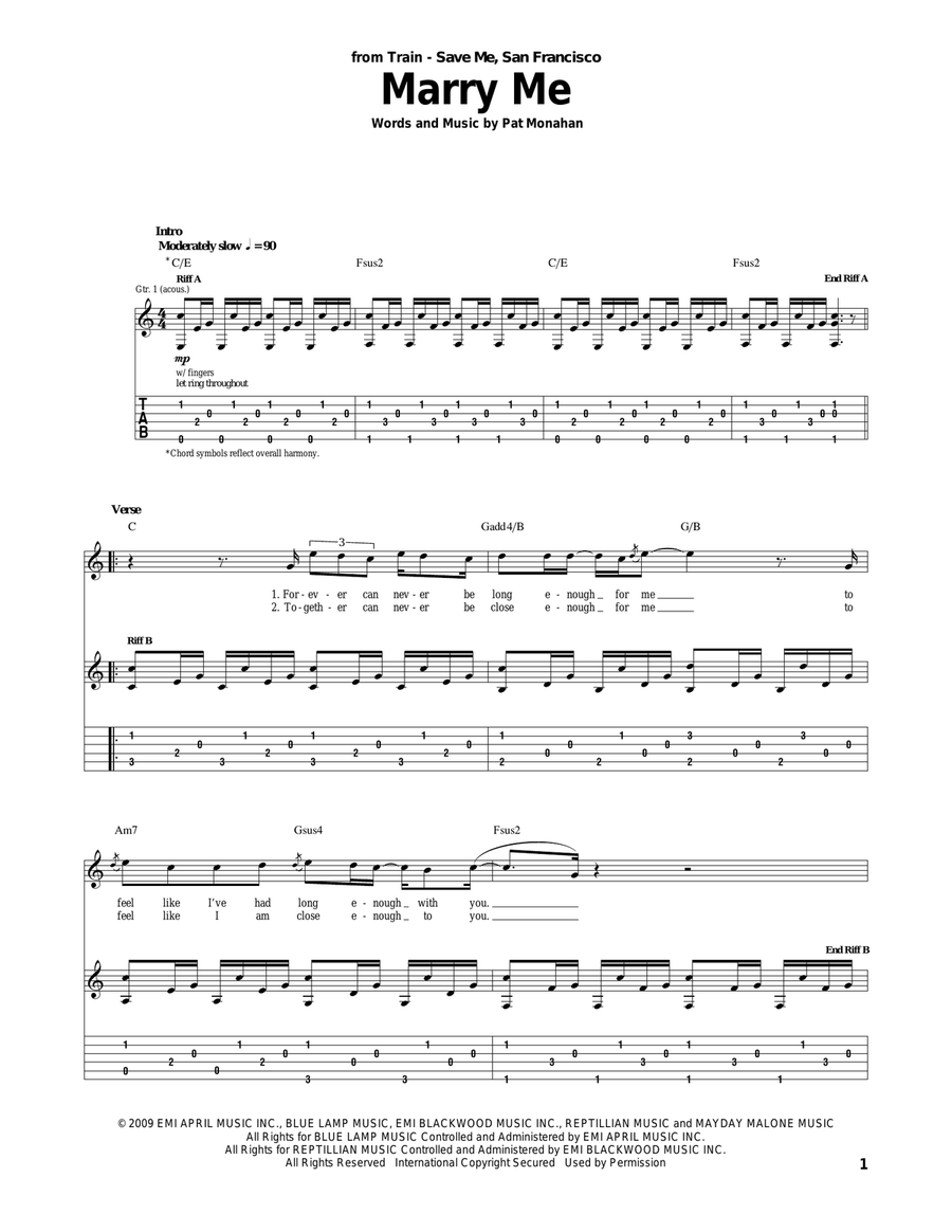 Marry Me Marry Me Acoustic Guitar scores gallery preview page 1
