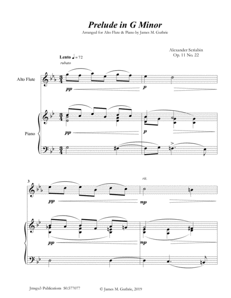 Scriabin: Prelude in G Minor for Alto Flute & Piano image number null