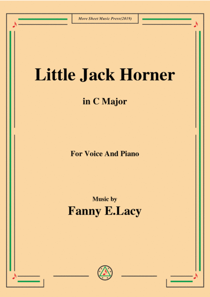 Fanny E.Lacy-Little Jack Horner,in C Major,for Voice and Piano image number null