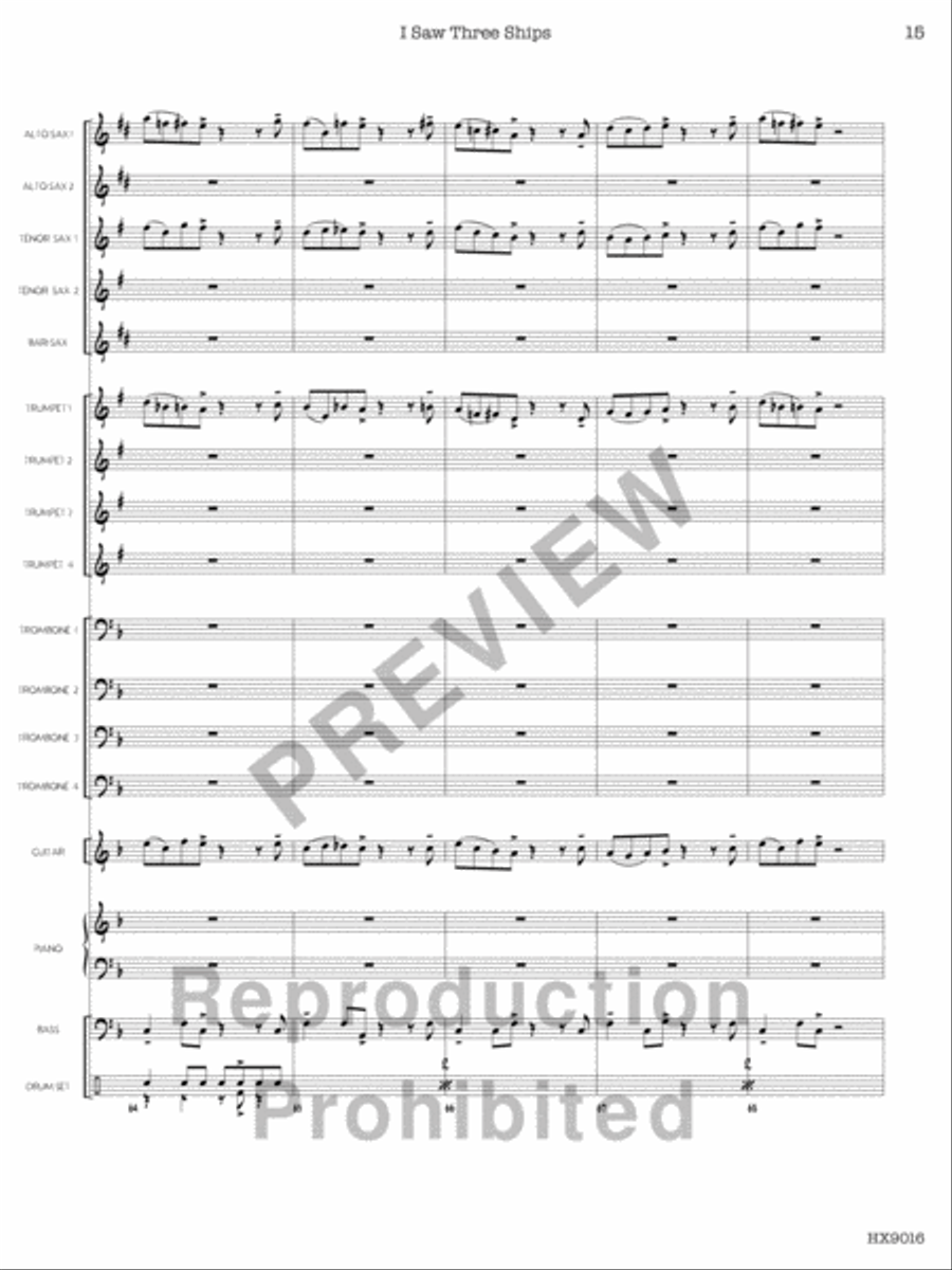 I Saw Three Ships Jazz Ensemble scores gallery preview page 16