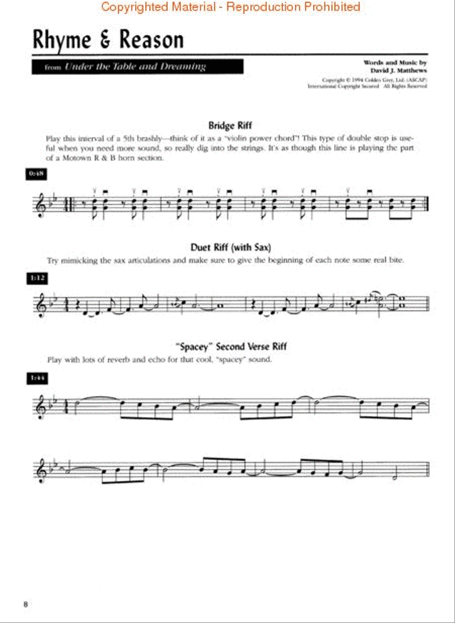 Dave Matthews Band - Just the Riffs for Violin Violin scores gallery preview page 3
