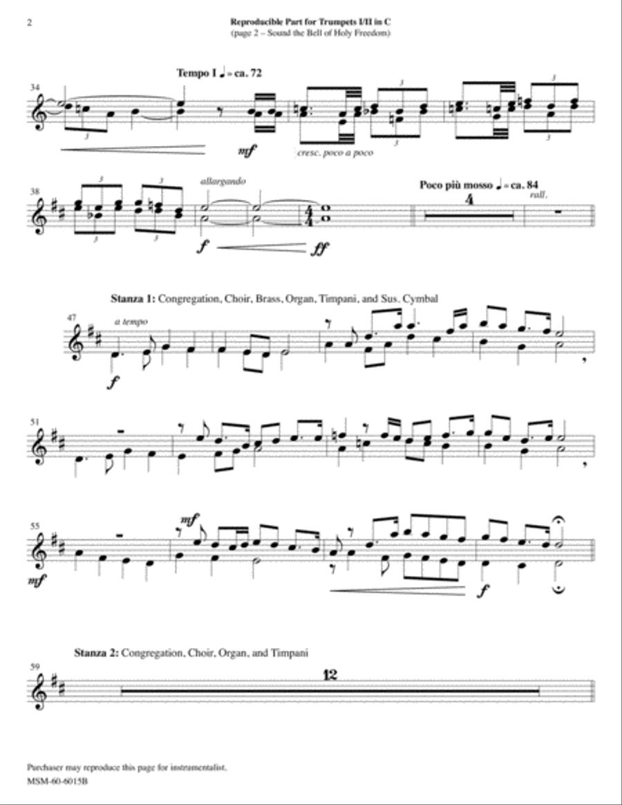 Sound the Bell of Holy Freedom: Come to Us, O Holy Spirit Choir scores gallery preview page 2